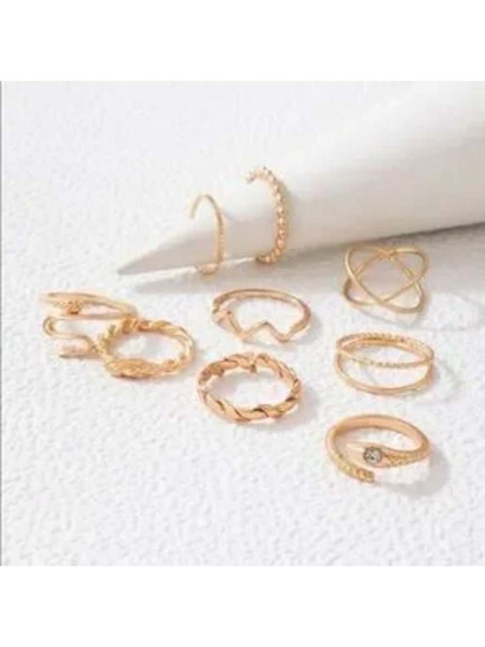 Gold 9pc Snake Ring Set - Picture 2 of 2